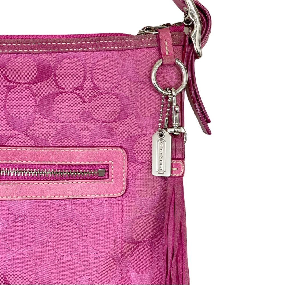 COACH- Pink Logo Fabric Crossbody / Shoulder Bag - Picture 3 of 13